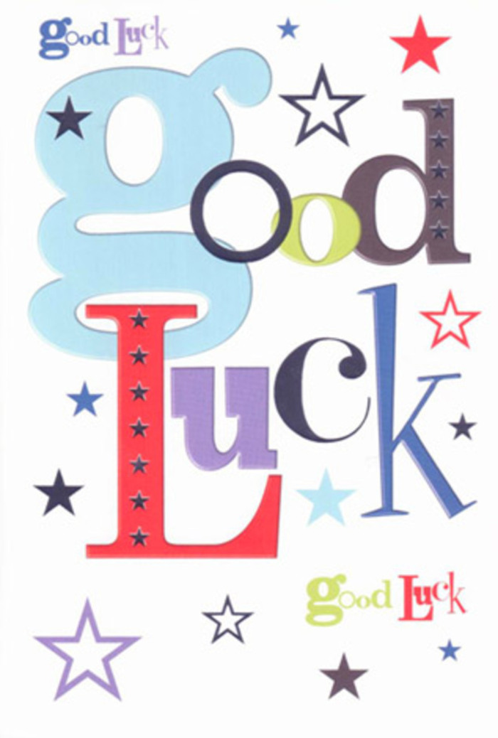Celebratory and bold, this good luck card is a visual symphony-its colours and artistic choices reflecting the energetic character of West Drayton's bustling pubs and family-run florists. Each letter beams with a different tone: broad swells of pastel blue, slender and striking black, vibrant red, all punctuated with dashes of gold and violet stars. The card's modern yet inviting design captures the friendly applause of a local crowd cheering on a neighbour's dream. Its white background creates generous breathing room, much like the open fields near Harmondsworth Moor, allowing every shape and shade to stand out. Whimsical stars, large and tiny, appear to leap from the card as if luck itself were being scattered throughout West Drayton's streets. Holding it feels as satisfying as holding a freshly arranged hand-tied bouquet-smooth, sturdy, beautifully finished. More than a card, it's a symbol of trust, hope, and encouragement, ready to accompany any lucky recipient on a new journey.